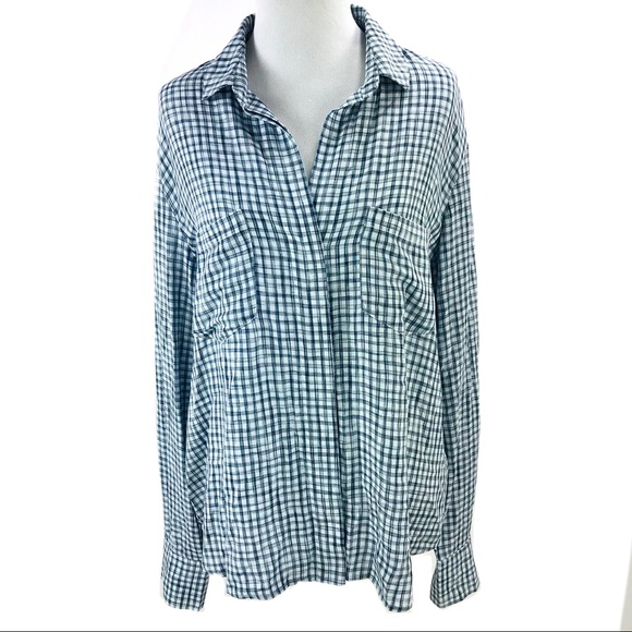 Anthropologie Tops - Anthropologie Cloth & Stone Plaid Split Back Shirt